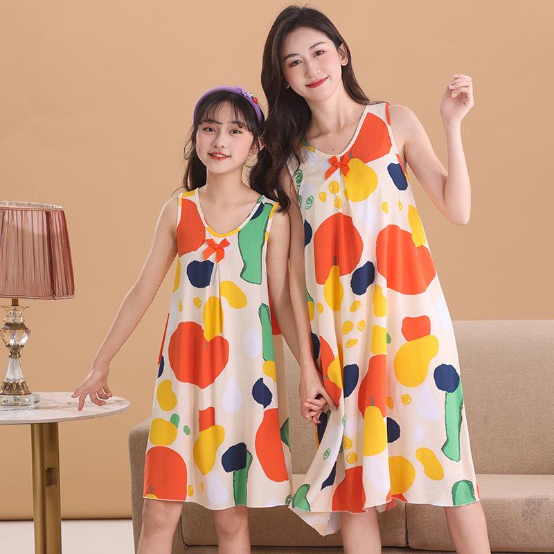 

22 Новые женские и девичьи весенне-летние хлопково-шелковые ночные рубашки принцессы - Тонкий, повседневный стиль 160 cm