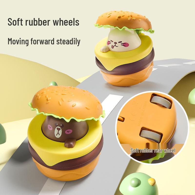 Hot Selling Burger Car Toy: Inertial Pull-Back for Kids, Press-and-Slide Cartoon Design, Perfect Festival Gift for Boys & Girls