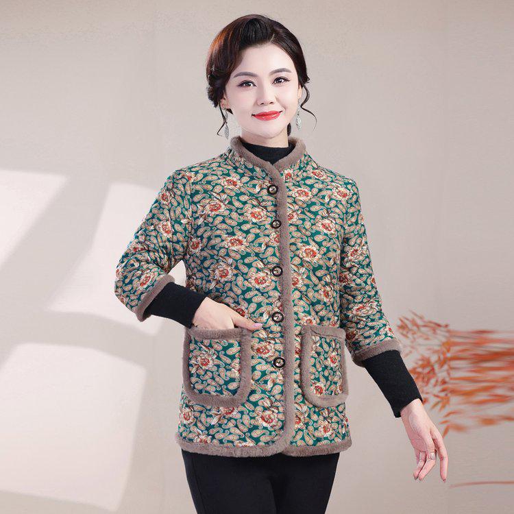 

Women s Thickened Winter Cotton Coat with Fleece Lining - Warm and Stylish for Middle-Aged and Elderly 2XL (105-120 jin)