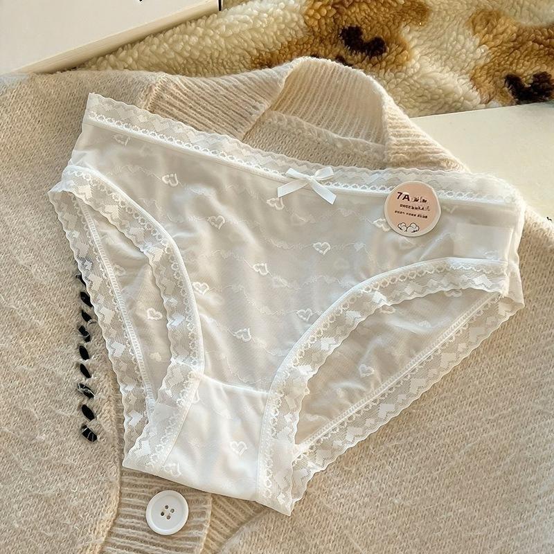 Ladies Summer Ultra Thin Sweet Lovely Lace Cotton Crotch Triangle Briefs