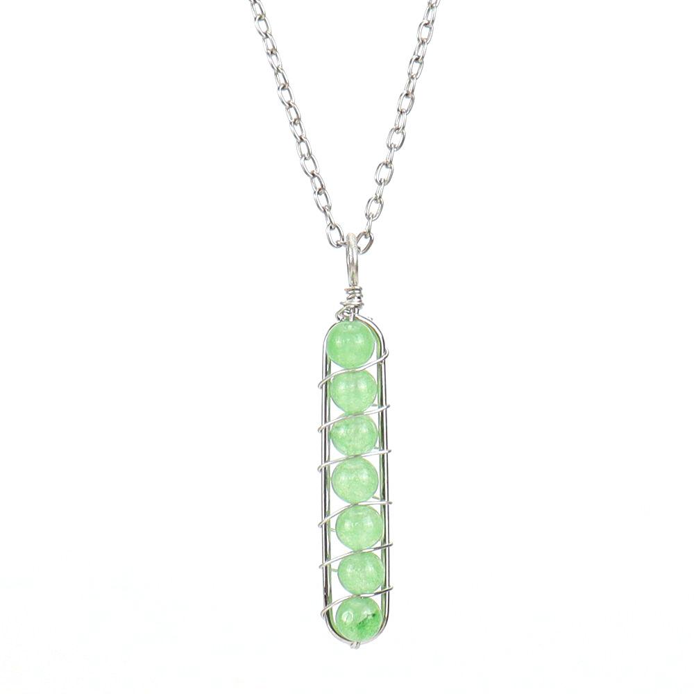 Hand-Wound Colorful Beaded Crystal Agate U-Shaped Pendant Necklace N122