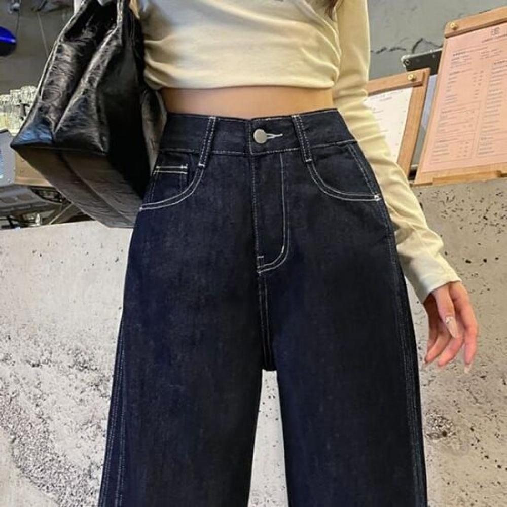 Navava Women Fleece Denim Pants Stitch Point Np289