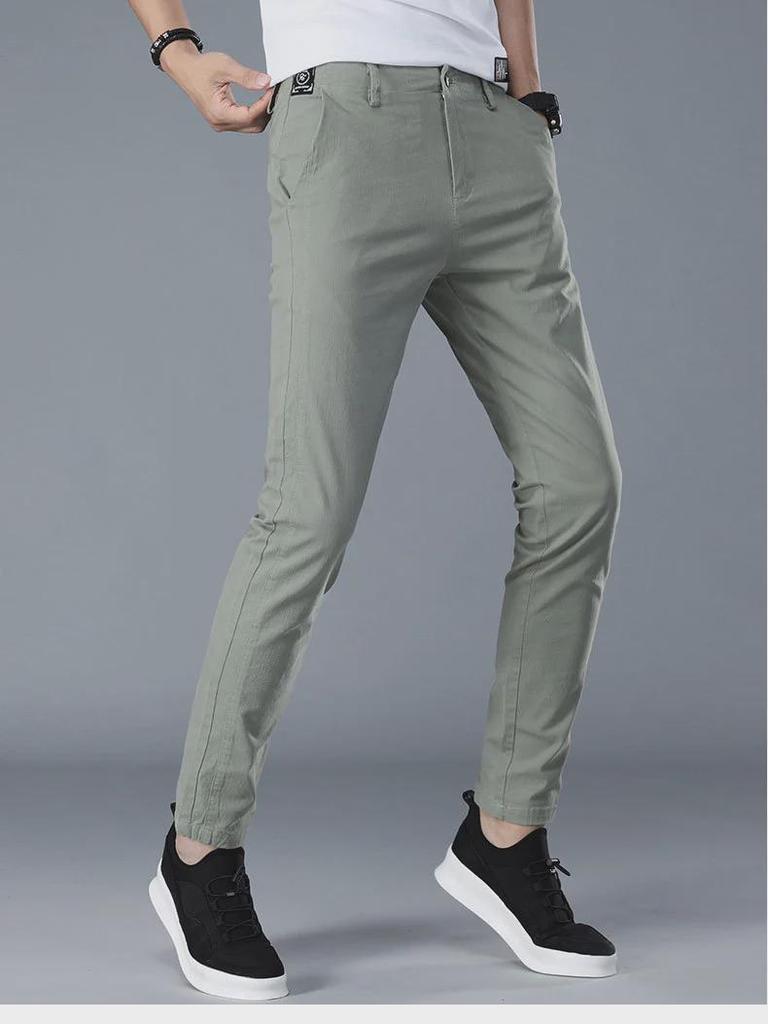 Men's Slim Fit Summer Trousers - Trendy Casual Solid Color Sports Pants
