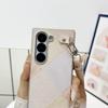For Samsung Galaxy Z Fold6 5G Case Retro Rhombus PU+PC Phone Cover with Love Pendant and Strap