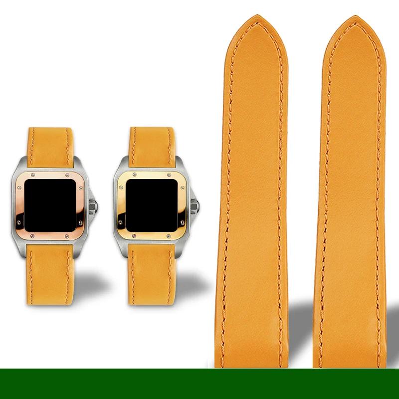 

Оригинальный кожаный ремешок для часов Cartier Sandoz для мужских часов Santos100 серии Santos 20 мм 23 мм складная застежка ремешок из воловьей кожи 23mm