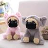 Cute Pug Stuffed Animal Cosplay as Gray Elephant Plush Toys Soft Pug Dog Toy in Elephant Costume Toys Pug Dog Stuffed Puppy Animals for Kids 14 Inch