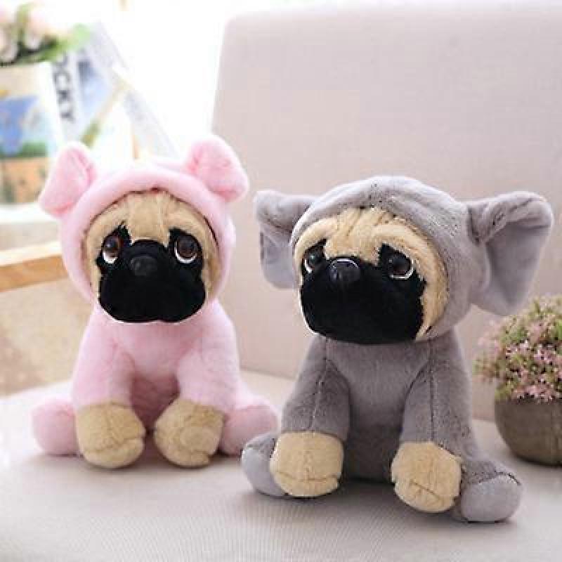Cute Pug Stuffed Animal Cosplay as Gray Elephant Plush Toys Soft Pug Dog Toy in Elephant Costume Toys Pug Dog Stuffed Puppy Animals for Kids 14 Inch