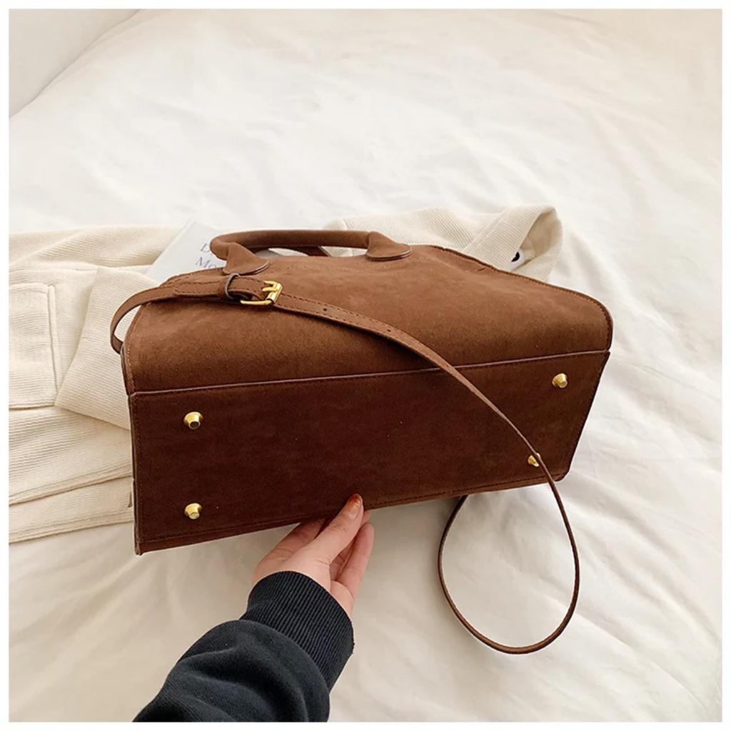 Ladies' Top-handle Bag High-end Design Vintage Commute Handbag For Autumn Winter Faux Suede Casual Tote Shoulder Bags