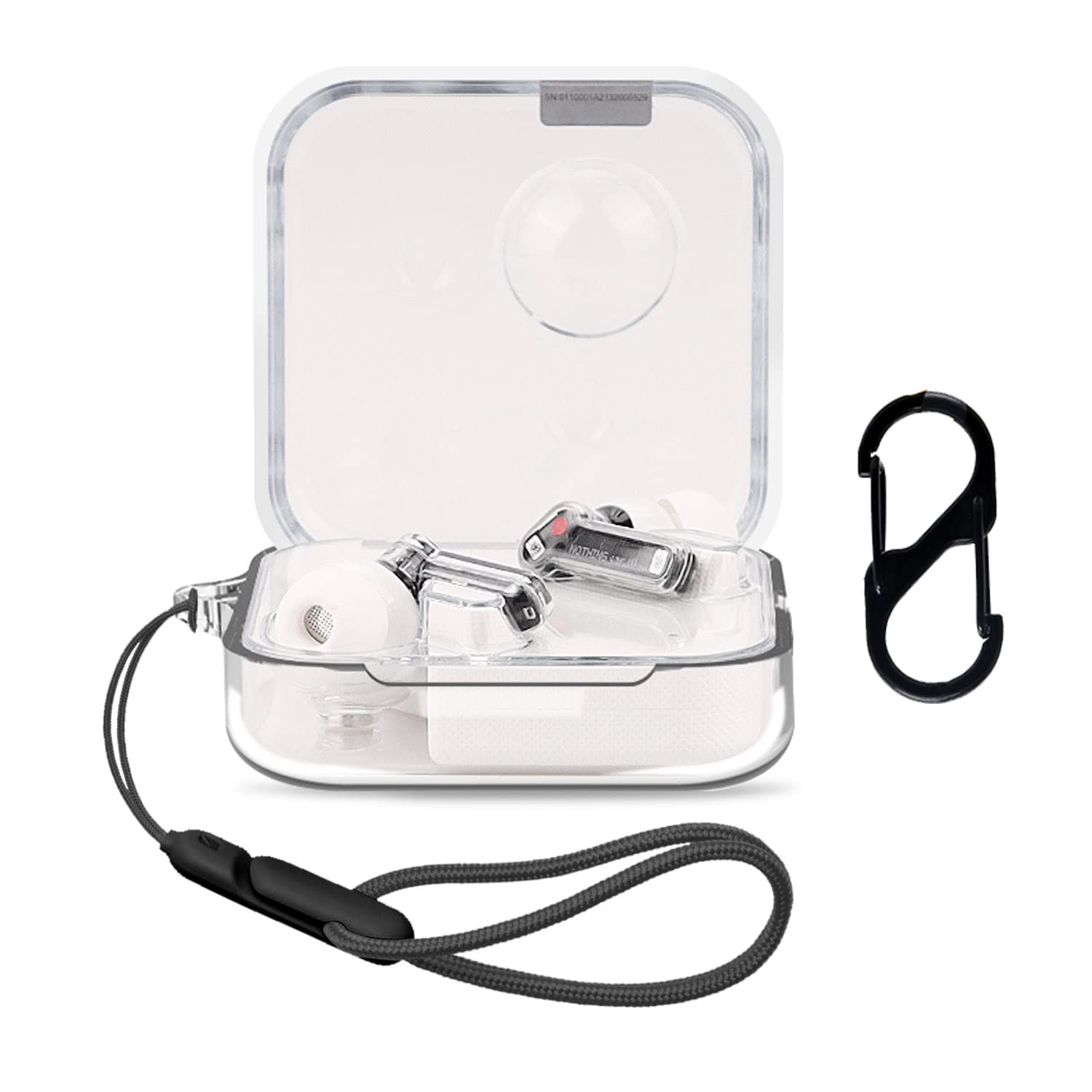 

Чохол для навушників Nothing Ear з карабіном та прозорий силіконовий захисний чохол для бездротової зарядки [НОВИНКА 2023] (2) (з ремінцем) [NOUKAJU] Навушники, Чохол,