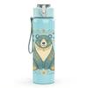 1PC Blue Bear Floral Frame 750ml Color Plastic Sports Water Bottle Leakproof Flip Straw Lid Suitable for Sports Office Home Use