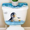 Cute Swimming Penguin Toilet Sticker Waterproof Easy Remove Decal for Toilet Lid Apartment Bathroom Budget Makeover