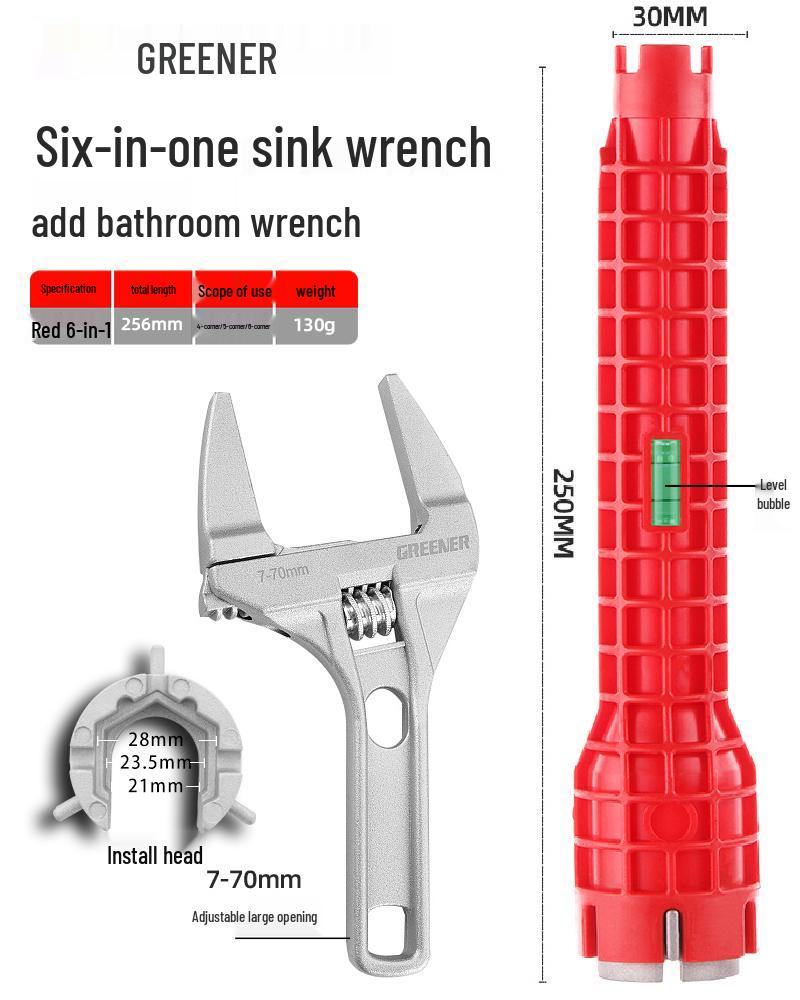 Universal 8-in-1 Sink Wrench: Multifunctional Tool for Water Pipe and Faucet Installation