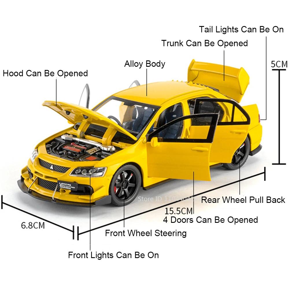 1:32 Mitsubishi Lancer Evolution Ix Alloy Sports Car Model Toys Diecast Vehices Doors Opened Sound Light Pull Back Boy Toy Gift