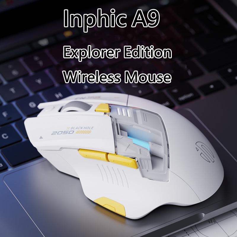 Inphic A9 Explorer Kabellose Gaming-Maus 500mA Akkuanzeige Ergonomie Bluetooth Büro-Maus für PC Laptop