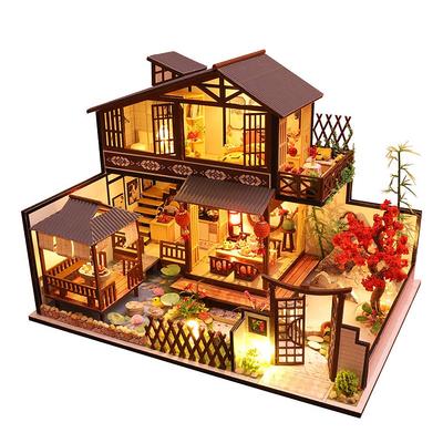 Moin Moin Dollhouse Miniature DIY Kit Set Japanese Style House Instructions Maple Large LED Lights 2006DH160 - [English Included] Mansion, Autumn,