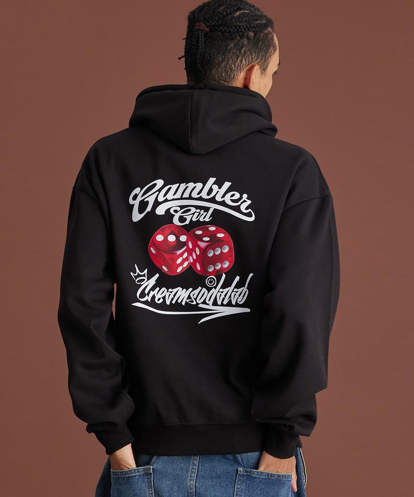 Gambler Girl Red Dice Black White Hoodie