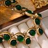 Medieval Vintage Elegant Vintage Emerald Necklace Court Pendant Wave Set With Diamonds Green Gemstone