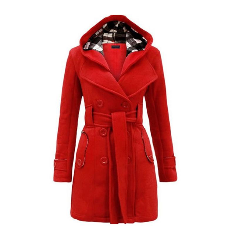 Fashion Woolen Coat Women Warm Fleece Jacket with Belts Double Breasted Solid Casual Jacket Winter Vintage Slim Ladies Coat