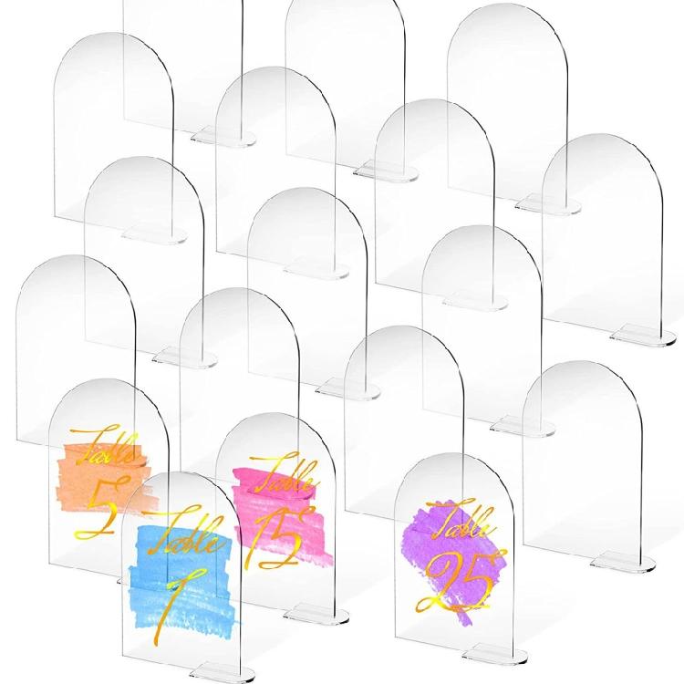5pcs Arch Table Sign Acrylic for Seat Card Wedding Banquet Transparent Place Car