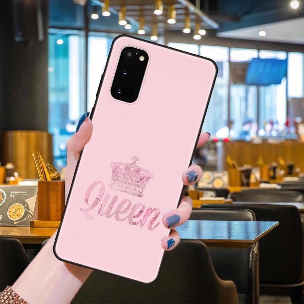 Phone Case For SamSung Galaxy S Note 21 20 10 9 8 7 6  Plus Edge E Lite Ultra Black Cover Back Art Hoesjes Tpu Pink Queen