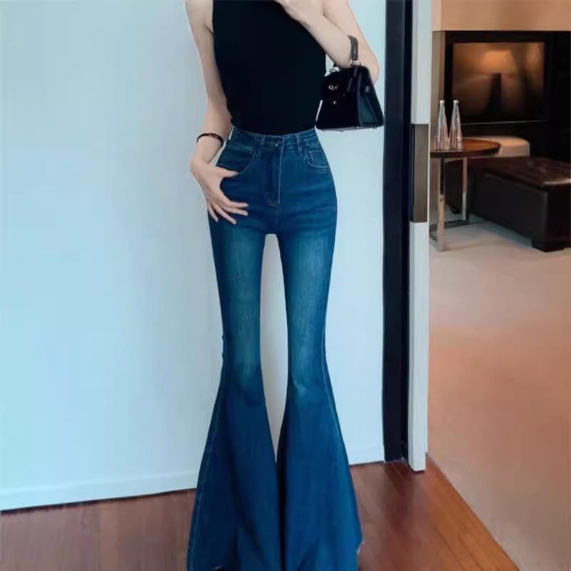 2024 High Waist Flare Jeans: Chic, Raw-Edge, Wide-Leg Trousers for Women