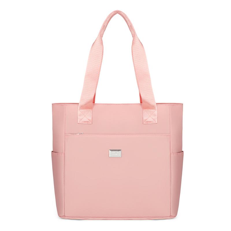 

Однотонная повседневная и легкая сумка из ткани Оксфорд, простая и универсальная наплечная сумка под мышкой, большая вместительная сумка-тоут, портативная женская сумка розовый