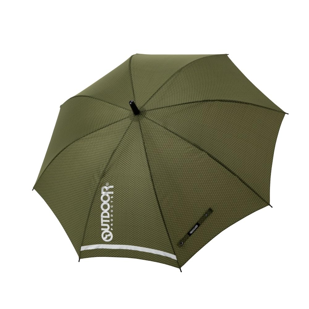 OUTDOOR PRODUCTS Silver Logo Long Umbrella, Fiberglass, Over 90% UV Protection, 60cm, Khaki, 10002583
