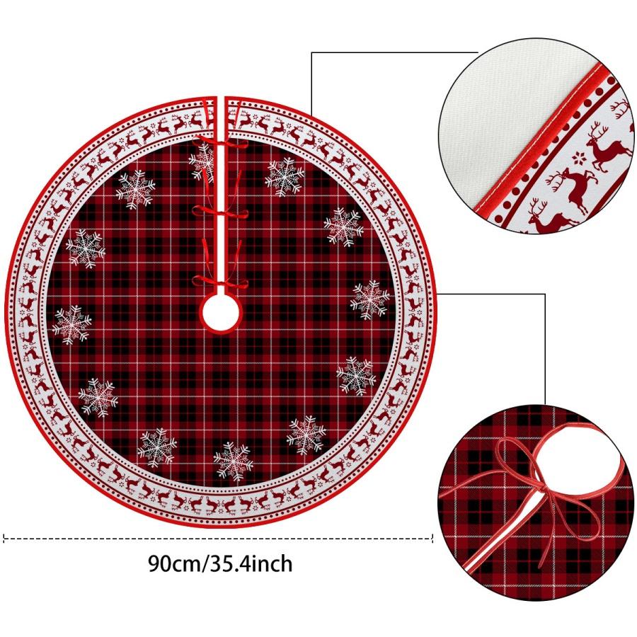 

1 шт. Юбка для рождественской елки Снежинка Олень Красно-черная клетка Рождественский ковер Украшение Витрина торгового центра Юбка для основания рождественской елки