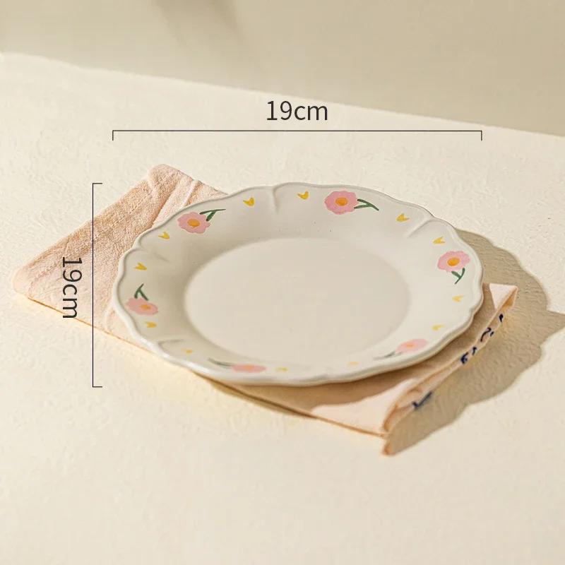Retro-Blumen-Keramikteller, modisch, kreativ, köstliche Suppenschüssel, für Zuhause, Nachmittagstee, Dessert, Obstteller, exquisiter Fischteller