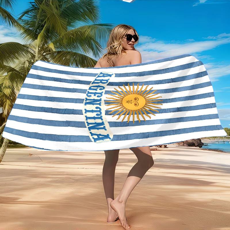 Asciugamano da Spiaggia con Design della Bandiera Argentina, Asciugatura Rapida, Facile da Curare, Adatto Sia per il Fitness che per le Vacanze al Mare, Essenziale per lo Sport