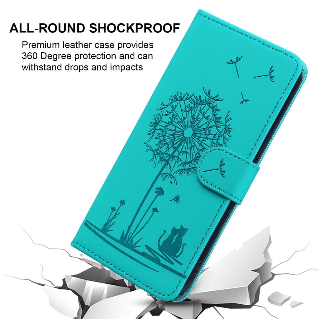 Wrist Strap 3D Emboss Flower Cat Leather Phone Wallet Case Book Kickstand For iPhone 16 15 Pro Samsung Redmi Google Oppo Magnetic Card Slot Flip Cover