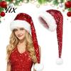 Holiday Gathering Accessory Christmas Santa Hat for Adults, Thicken Soft Velvet Xmas with Sequin Adult Costume Decoration, Long Claus Party