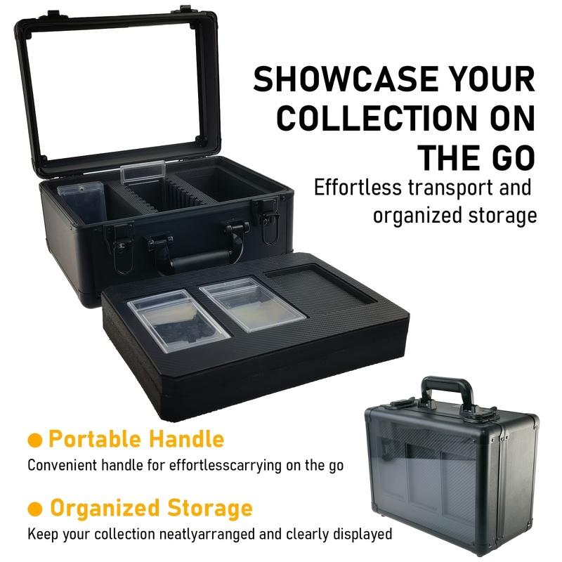3-Row Card Storage Box Case with Transparent Cover for PSA Graded Slabs - Sports Card Holder Organizer for Trading Cards