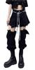 JQBFL Gothic Denim Long Wide Leg Street Plus Size Denim Pants with Detachable Gal Fashion Pants, Women's Pants, Shibuya, Harajuku, Style, Jeans, Hems,