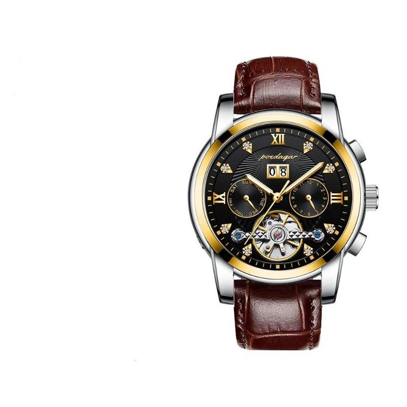Top Brand New Men's Watch Automatic Mechanical Watch Tourbillon Waterproof Luminous Calendar Watch