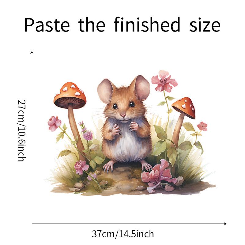 Cute Cartoon Mouse with Mushrooms Wall Sticker for Bedroom Living Room Hallway Home Decor