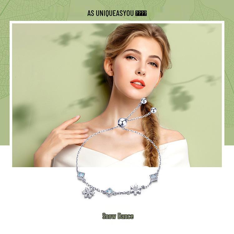 Yinziyun Snowflake Rhinestone S925 Silver Winter Bracelet - Christmas Jewelry