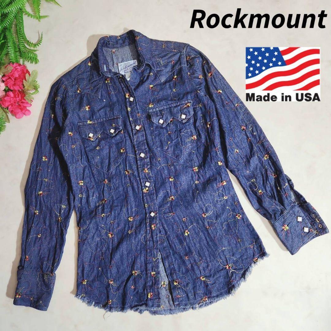 

[USED] Made in USA Rockmount Embroidered Denim Western Shirt 68331