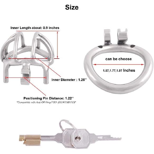 Stainless Steel Small Male Chastity Device Ergonomic Design Cock Cage S245 (1.77 inch / 45mm)