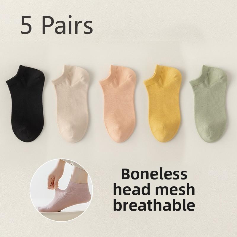 5 Paar Damen Sommer Reine Baumwolle Schweißabsorbierend Atmungsaktiv Mesh Nahtlos Unsichtbare Deodorant Socken