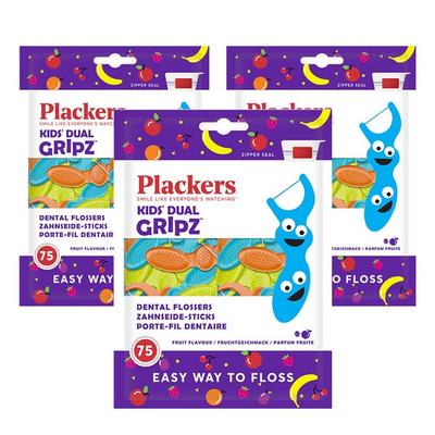 Flackers Kids Dental Floss, 75 Packs, 3 Pieces