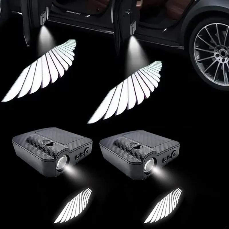 2/4PCS Angel Wings Door Welcome Light Car Atmosphere Lights LED Accessories Wireless Projection Car B7B1 Decorative Lights