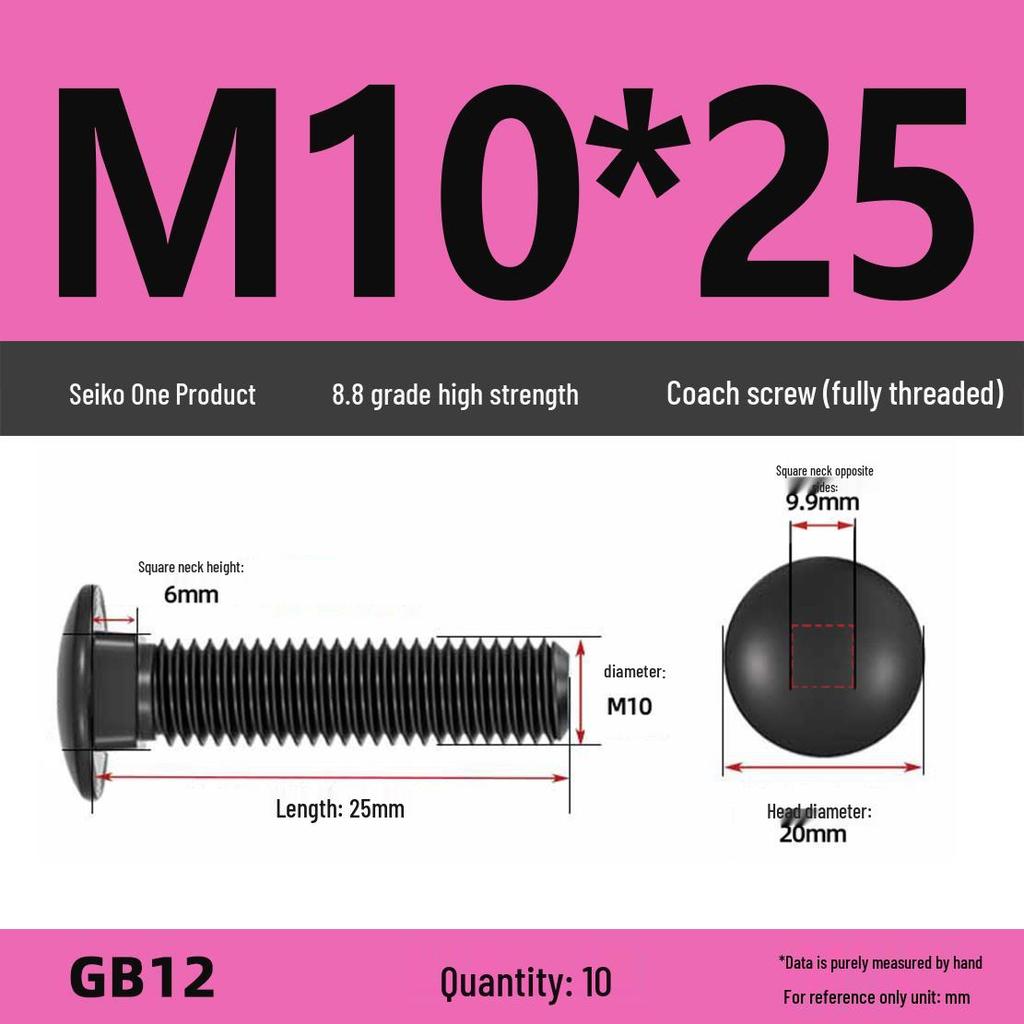 High-Strength Grade 8.8 Carriage Bolts: Round Head, Square Neck, M6-M16 Sizes for Shelf and Bridge Frames
