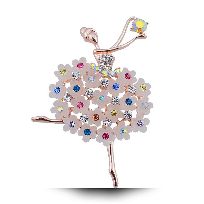 

Корейская элегантная брошь «Балерина» из смоляного цветка, модная брошь из сплава с бриллиантами, аксессуары