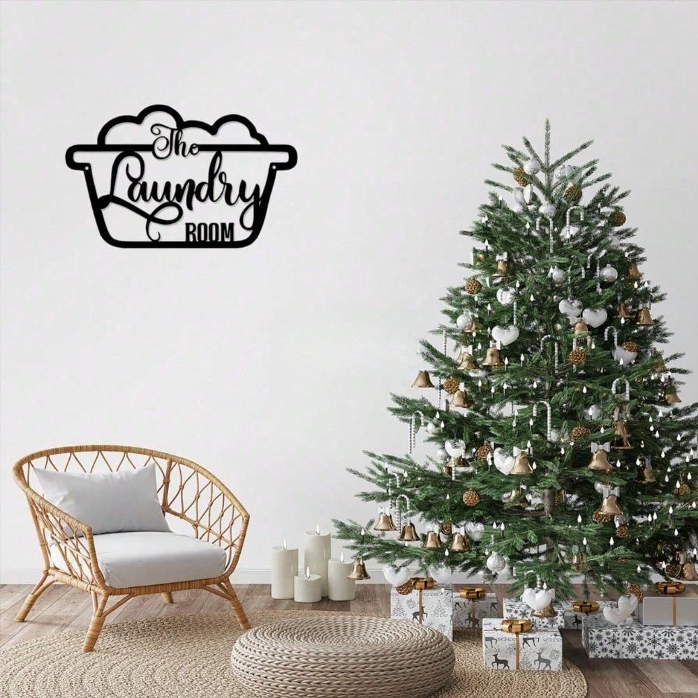 Vintage Metal Laundry Room Wall Decor, Cute Housewarming Gift Idea for Farmhouse Modern Home Aesthetic Art for Women