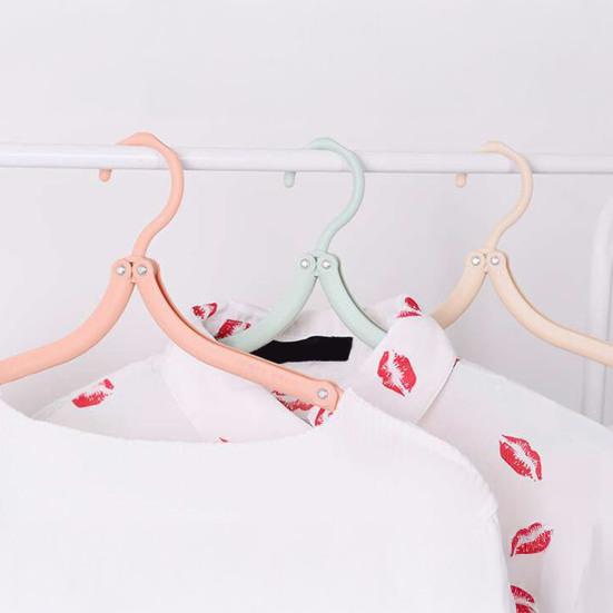 10Pcs Folding Clothes Rack Non-Slip Hangers Curved Groove Design Portable Compact Space-Saving Travel Hangers