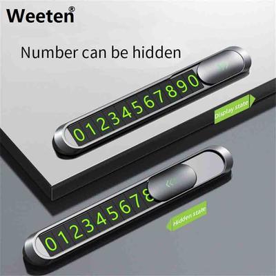 Car Temporary Parking Card Phone Number Plate Auto Luminous Parking License Numbers Can Be Hidden Car Accessories Interior