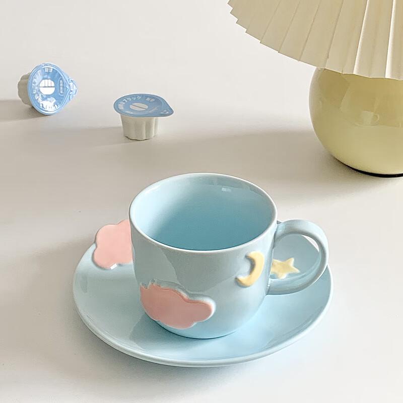 Керамическая чашка для кофе/чая Звезда Луна и блюдце