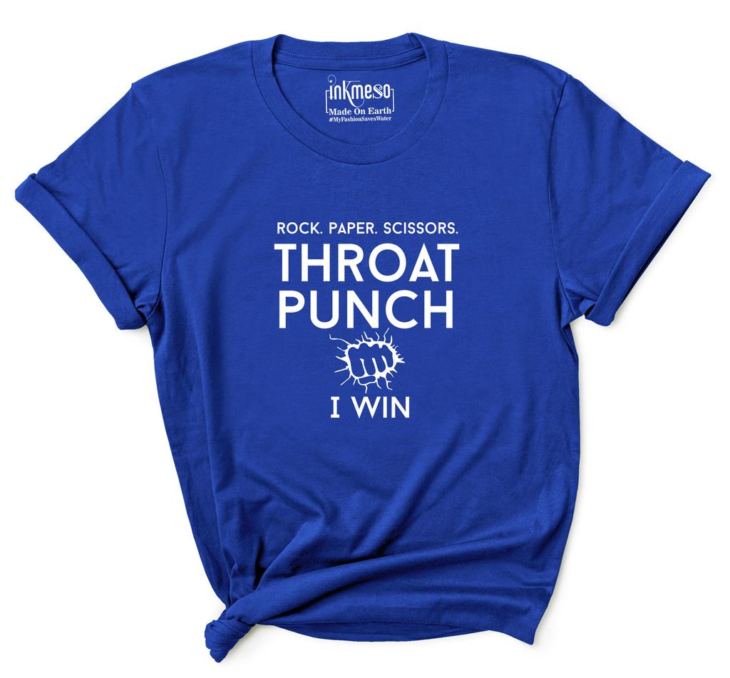 Inkmeso Tee For Womens    Rock. Paper. Scissors. Throat Punch I Win   Funny 80s 90s Retro Graphic