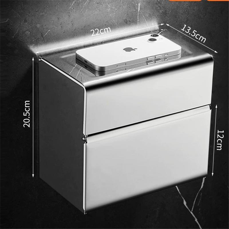 Bathroom Paper Holder SUS304 Black Bathroom Paper Roll Holder Gray Tissue Holder Box  Rack Toilet Paper Holder Tissue Boxes